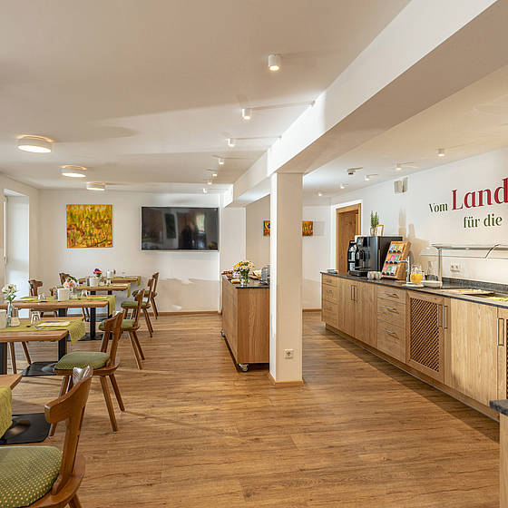 Frühstücksraum in der Metzgerstub'n in Salzburg