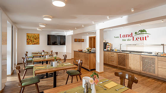 Frühstücksraum im Restaurant die Metzgerstub'n